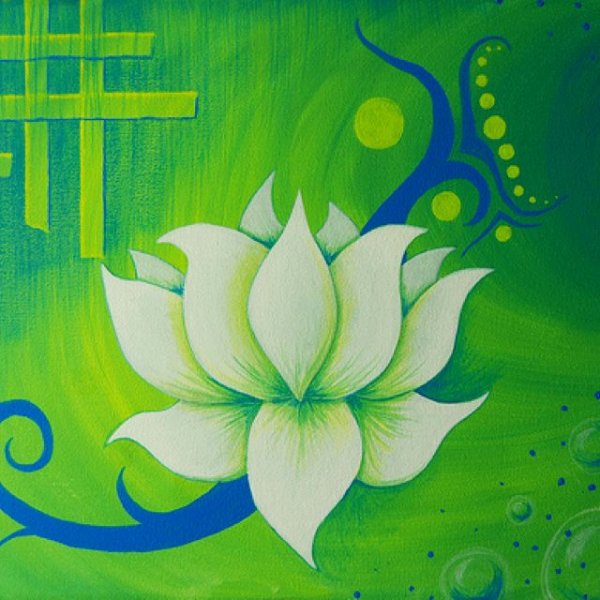 Лотос акриловыми красками
