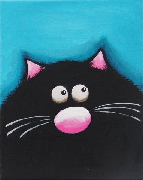 Котик акрилом для начинающих