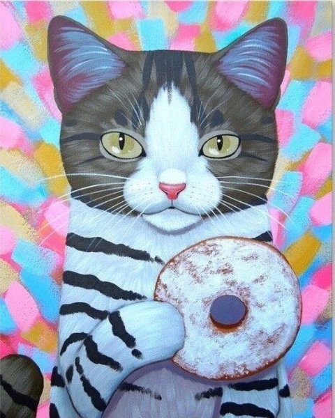 Кошка акриловыми красками