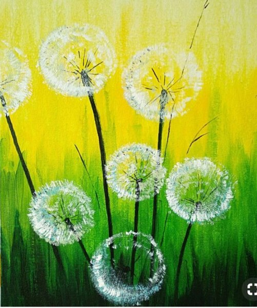 Одуванчики живопись