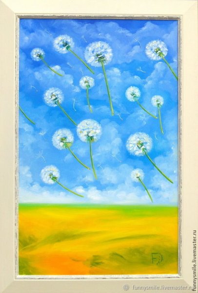 Одуванчики акрилом на холсте