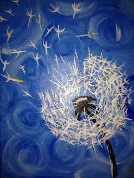 Одуванчик акриловыми красками