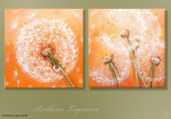 Одуванчики на холсте