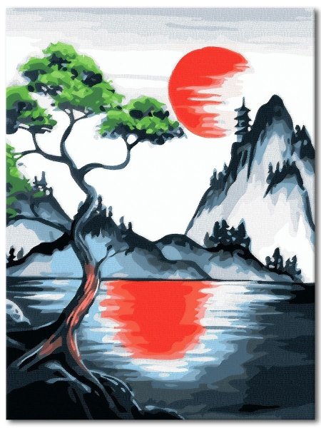 Японский пейзаж акрилом