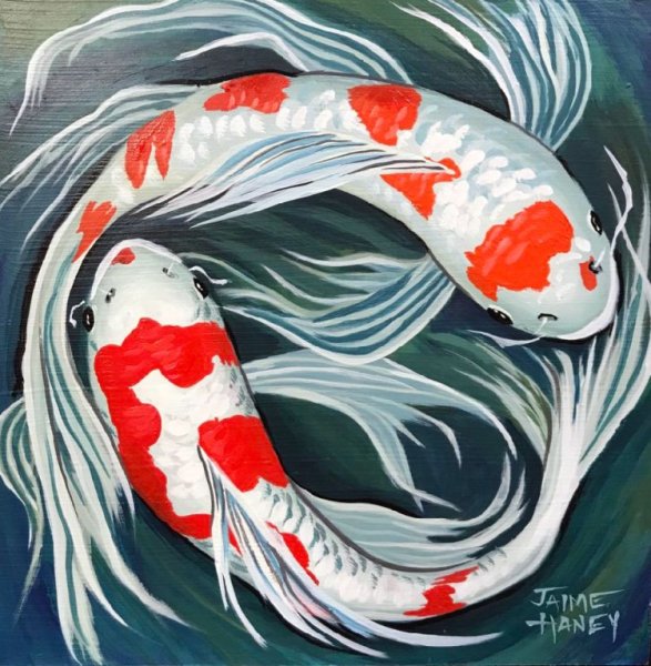 Японские карпы кои в живописи