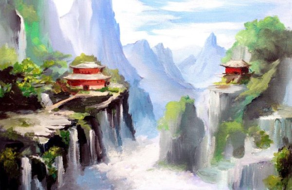 Китайский пейзаж акрилом