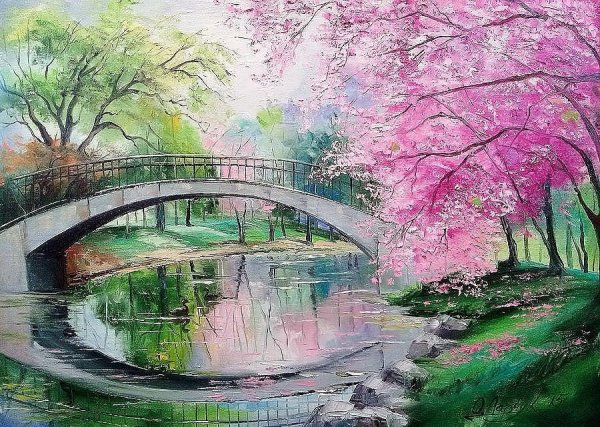 Японский пейзаж маслом