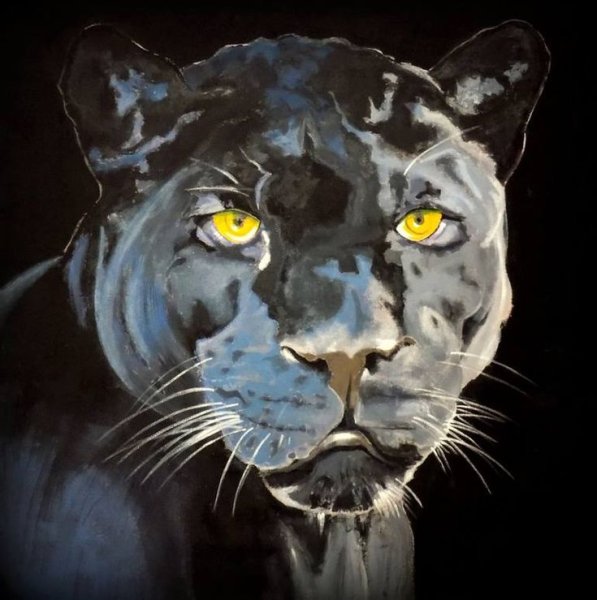 Пантера акриловыми красками