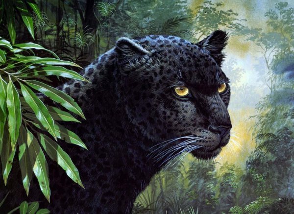 Алмазная мозаика пантера черная