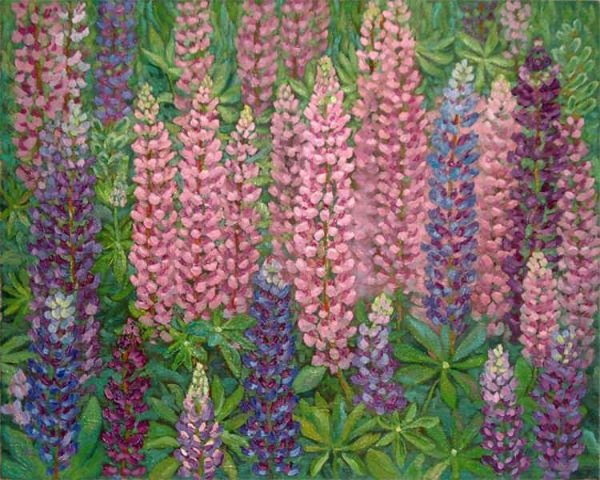 Картины цветы Сергей Крупский люпины