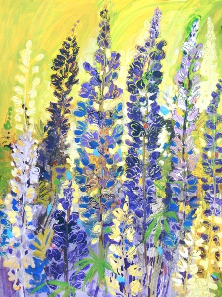 Люпины гуашью