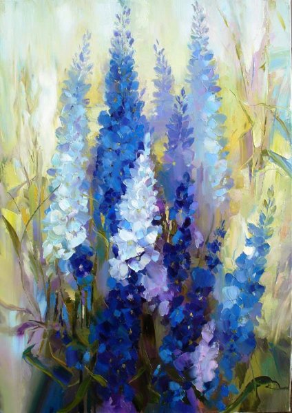 Люпины картина маслом