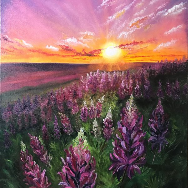 Люпины акрилом