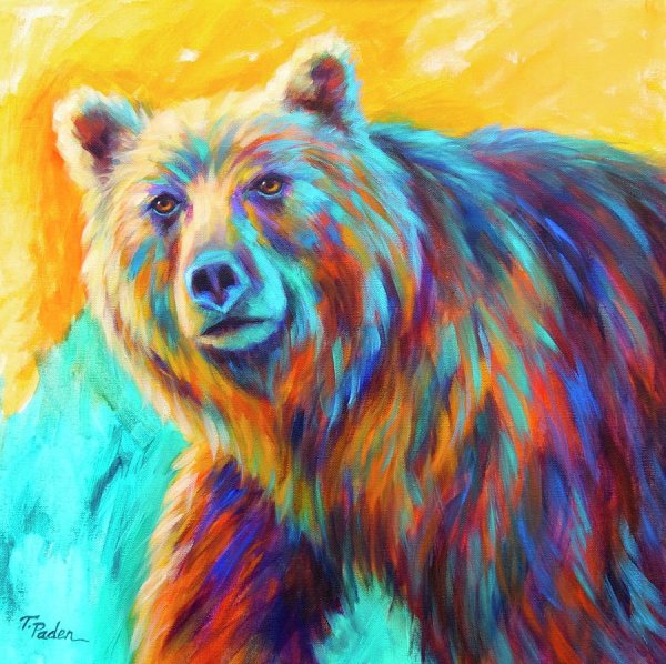 Медведь красками
