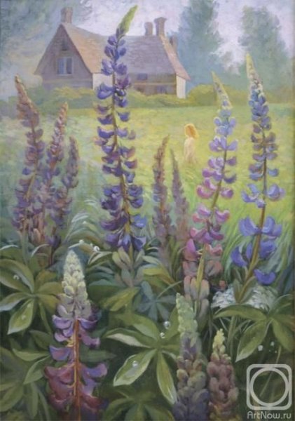 Люпины акварель