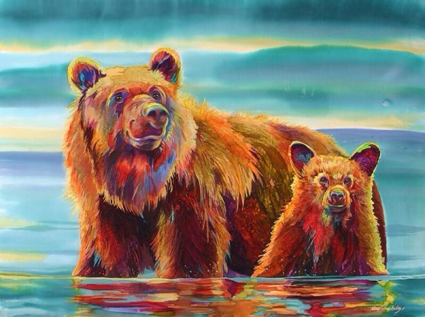 Картины акрилом медведь