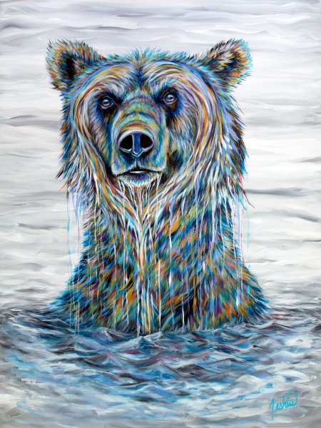 Живопись акрилом медведь