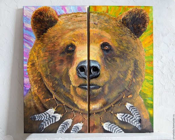 Картины акрилом медведь