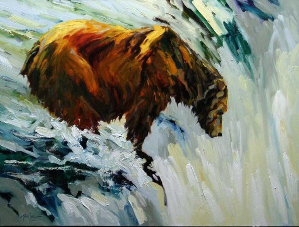 Медведь живопись маслом