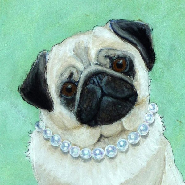 Мопс акварелью