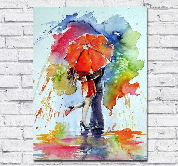 Акварель под зонтом