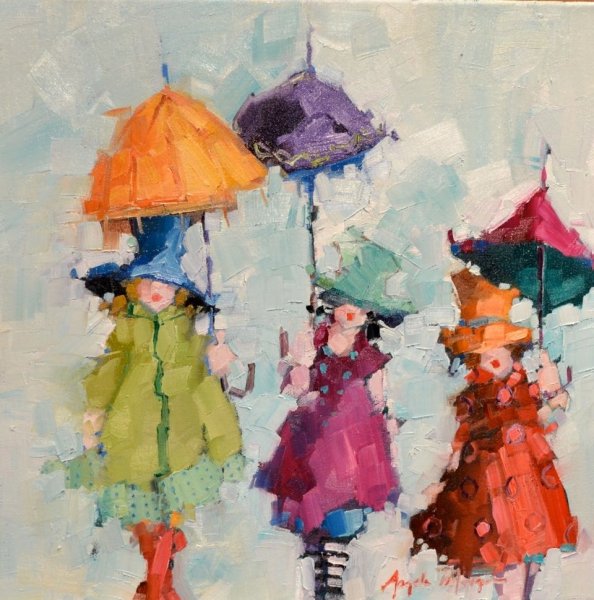 Зонтик акварель