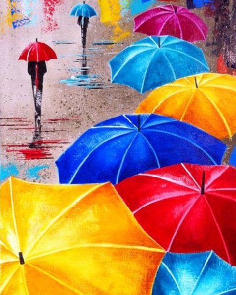 Разноцветные зонтики картина