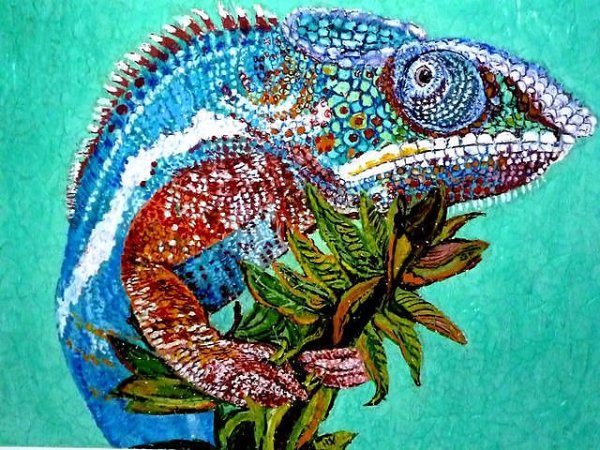 Хамелеон декоративно в живописи