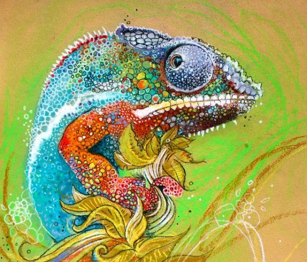 Картинки ящерица в стиле пуантилизм