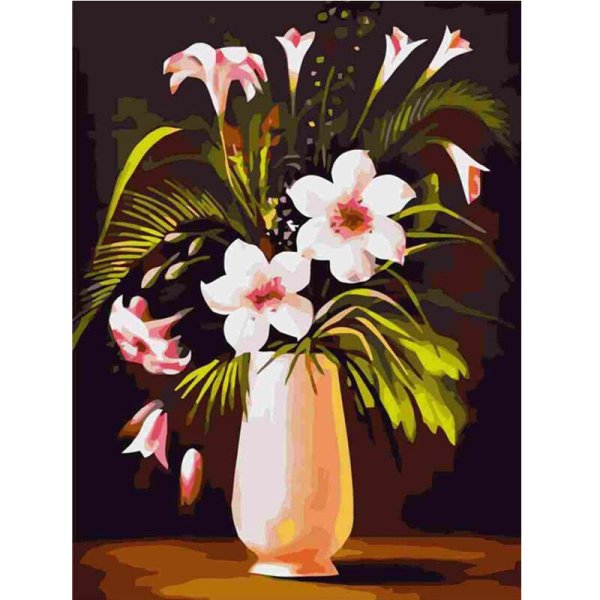 Ваза с цветами акрилом на холсте