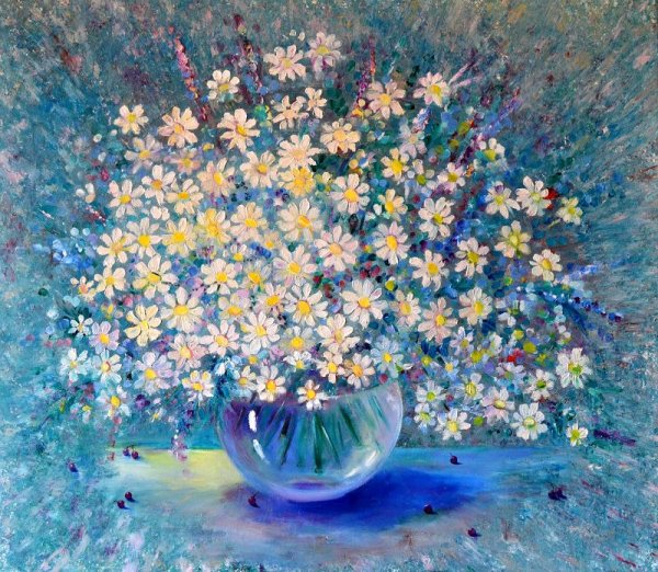 Рисунки масляными красками ромашки