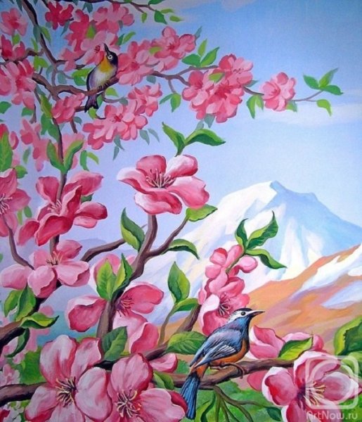 Весенний пейзаж акрилом