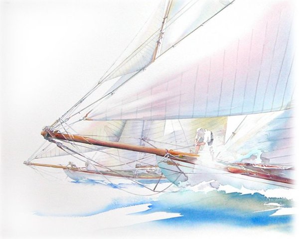 Терри Харрисон Акварельные пейзажи море корабль