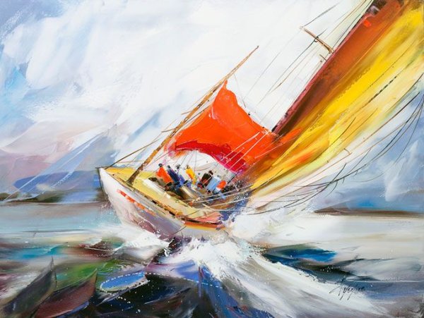 Парусник мастихином картина