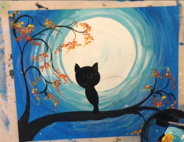 Котик акрилом на холсте