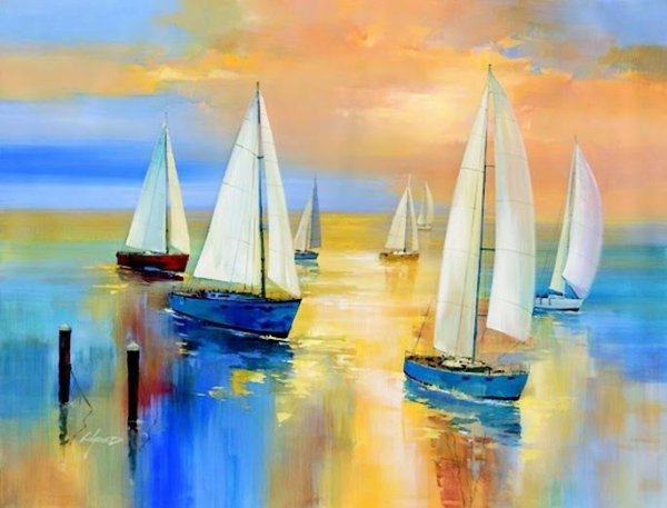 Яхты живопись акрилом