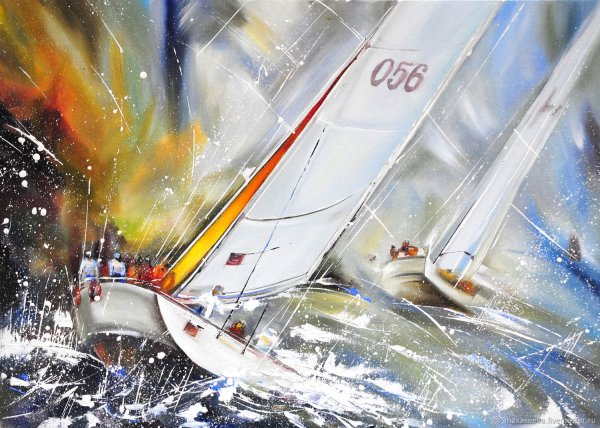 Парусная регата масло мастихин