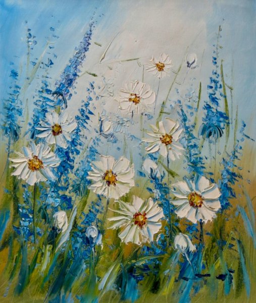 Васильки акрилом