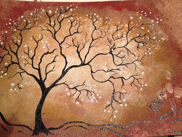 Живопись акрилом деревья