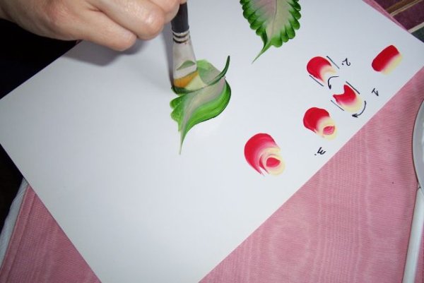 Рисование цветов широкой кистью