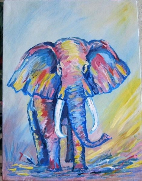 Рисование пастелью слона