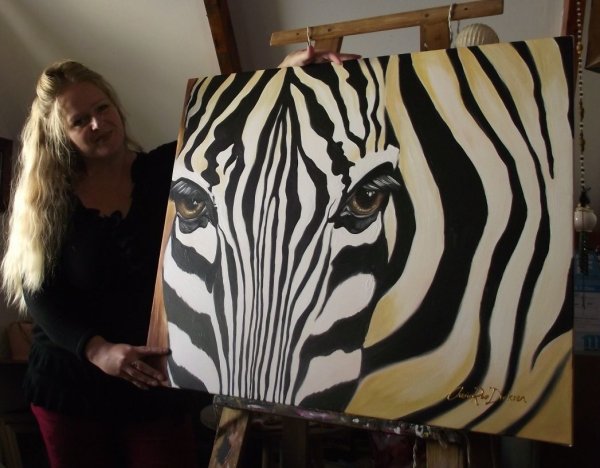 Зебра рисунок акрилом