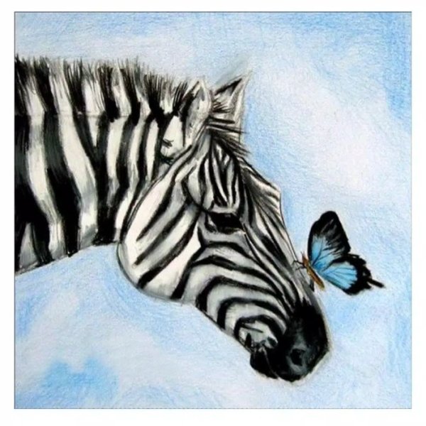Зебра акриловыми красками