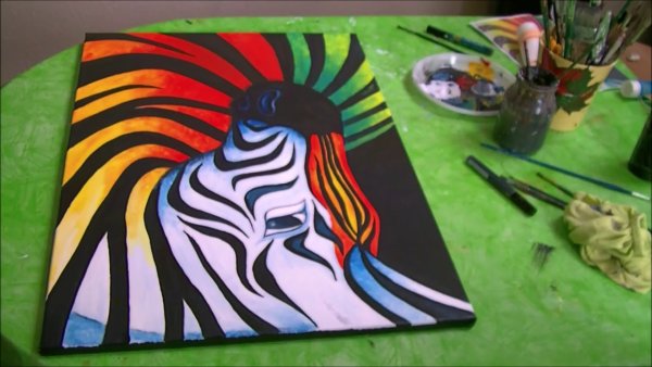 Рисование арт акрилом Зебра
