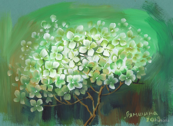 Гортензия акриловыми красками