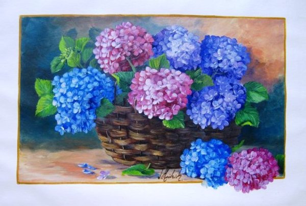 Гортензия ватными палочками