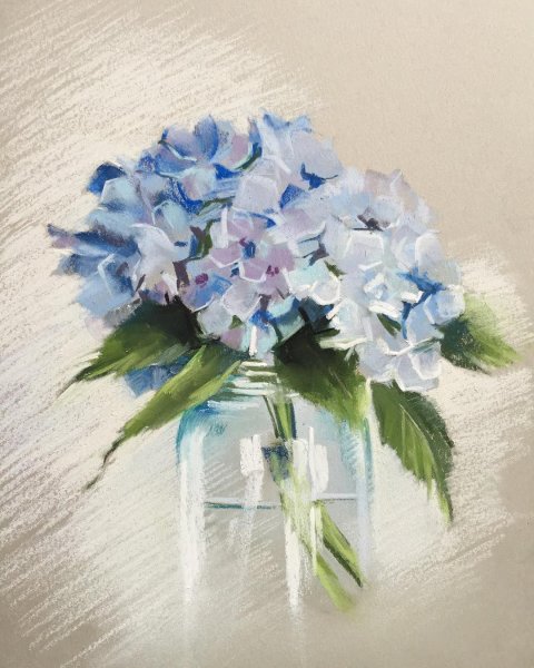 Цветы пастелью гортензия Ольга Абрамова