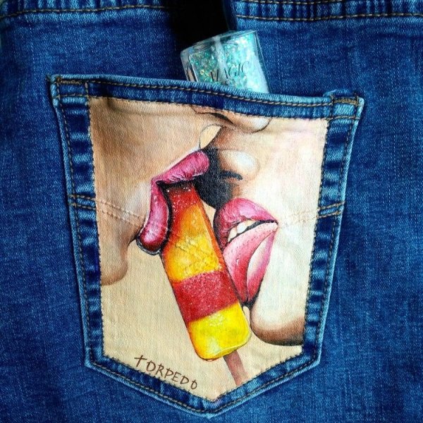 Роспись джинс акриловыми красками