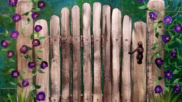 Рисунок на заборе акрилом