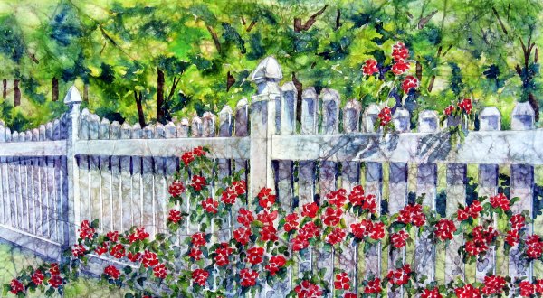 Живопись забор в цветах